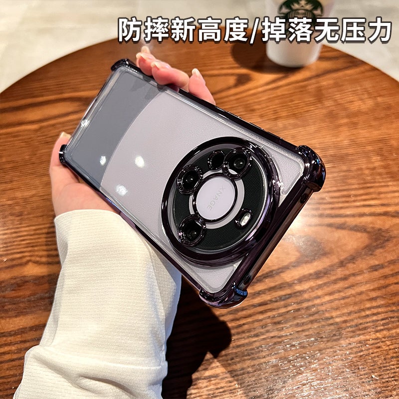 Shockproof Electroplated TPU Phone Case with Camera Lens Film, Transparent Four-Corner Airbag Cover for Huawei Mate 80 Pro/Pura 90/Mate 70/Nova 15 - Image 5