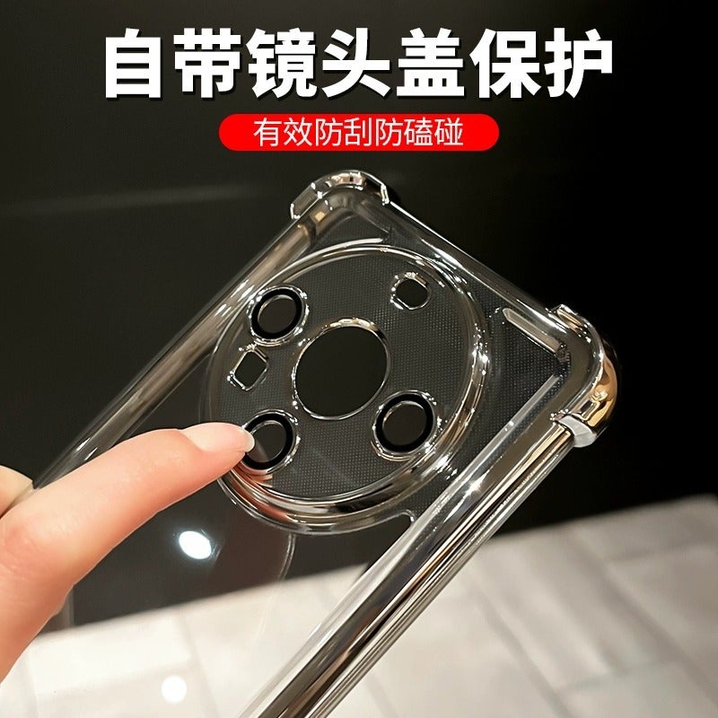 Shockproof Electroplated TPU Phone Case with Camera Lens Film, Transparent Four-Corner Airbag Cover for Huawei Mate 80 Pro/Pura 90/Mate 70/Nova 15 - Image 3