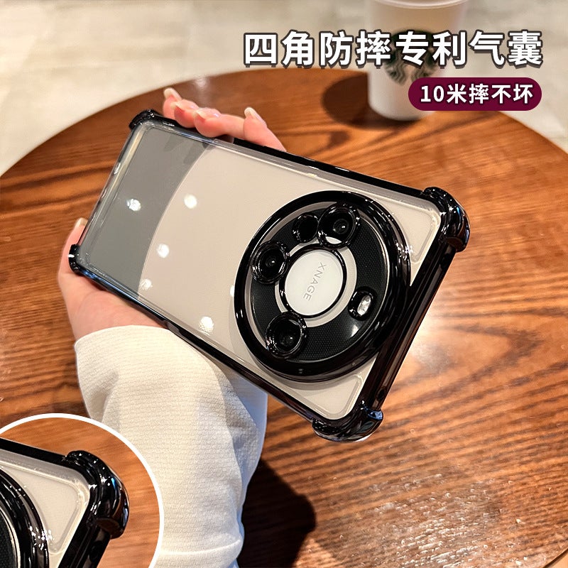 Shockproof Electroplated TPU Phone Case with Camera Lens Film, Transparent Four-Corner Airbag Cover for Huawei Mate 80 Pro/Pura 90/Mate 70/Nova 15 - Image 4