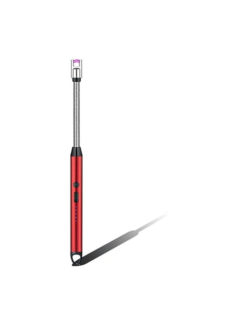 Yuwell Electric BBQ Lighter 360 Degree Windproof Flameless Flexible Neck Long USB Type-C Rechargeable Electric Candle Arc Lighter With LED Battery Display Red  - Image 4