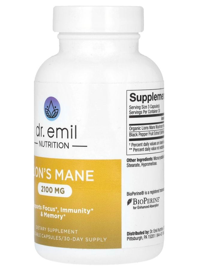DR EMIL NUTRITION Lion's Mane 2100 mg 90 Vegetable Capsules (700 mg per Capsule) - Image 2