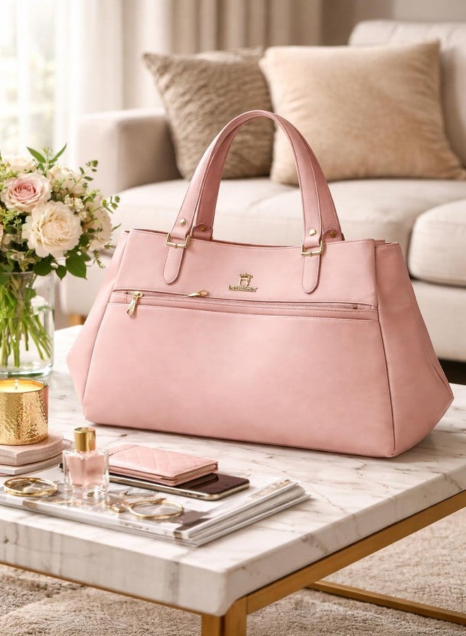 Women's Vegan Leather Tote Bag (Dusty Rose) - Image 5