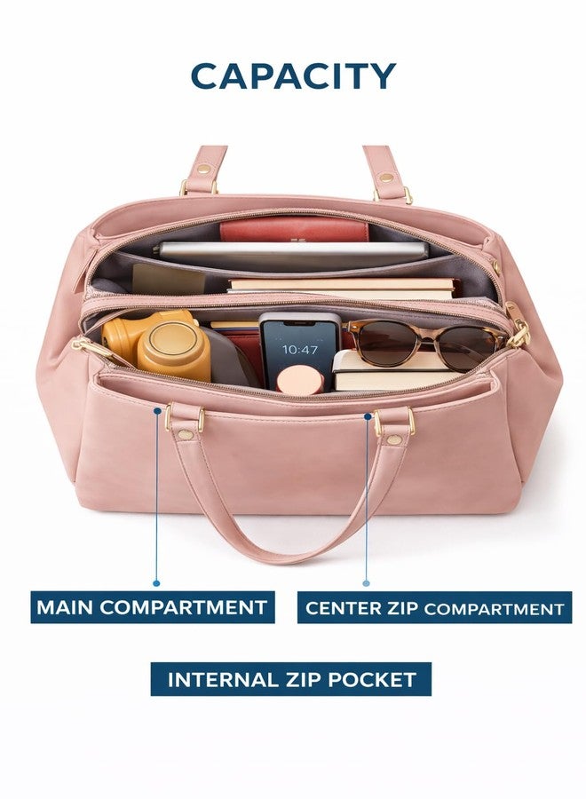 Women's Vegan Leather Tote Bag (Dusty Rose) - Image 2