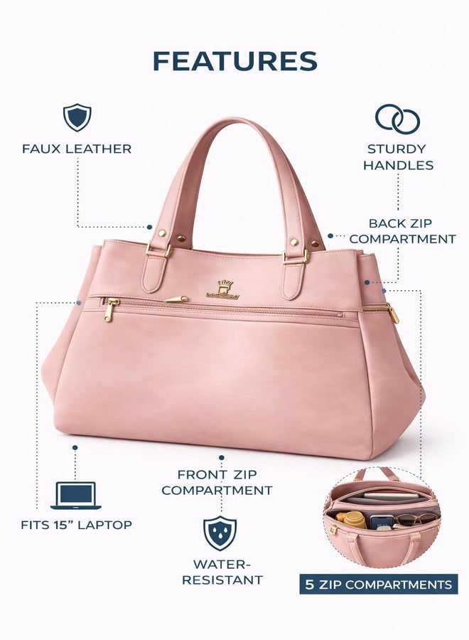 Women's Vegan Leather Tote Bag (Dusty Rose) - Image 3
