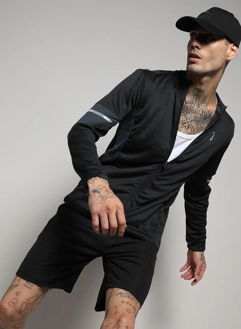 كامبوس سوترا جاكيت رجالي رمادي فحم بسحاب أمامي للجري