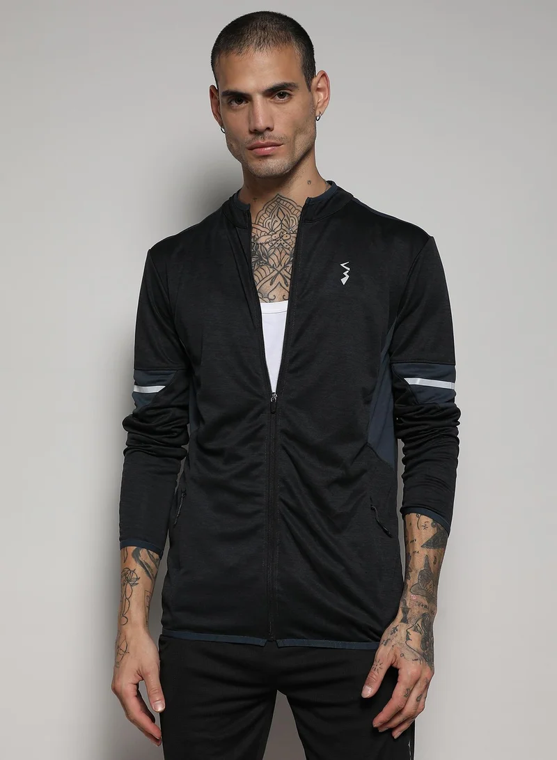 كامبوس سوترا جاكيت رجالي رمادي فحم بسحاب أمامي للجري