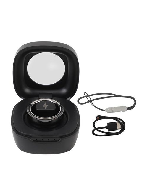 Smart Ring Multifunction Sleep Temperature Monitoring Pedometer 23mah Health Tracker Ring with Charging Case Black No. 16