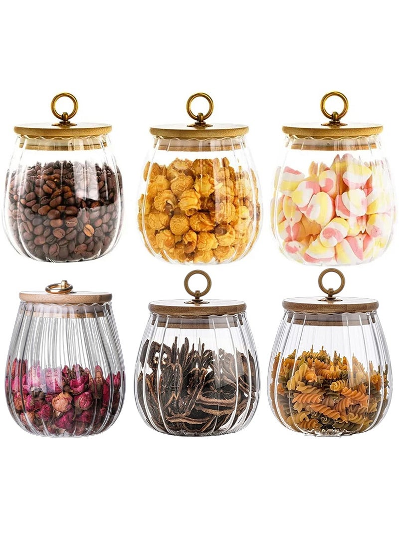 VUCATIN 6PCS 750ml Glass Storage Jar with Bamboo Lid, Airtight Storage Container, Glass Food Storage Jar, Kitchen Canisters for Coffee, Tea, Grains (Round) - Image 1