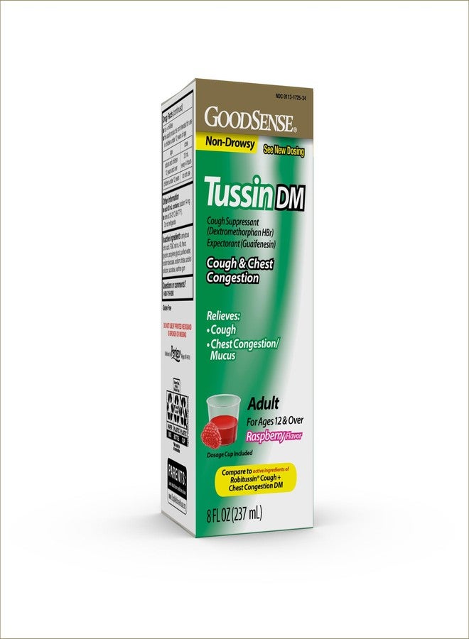 GoodSense Tussin Cough Syrup DM, Raspberry Flavor, Effective Relief for Cough and Chest Congestion, Thins Mucus, 8 Fl Oz - Image 1