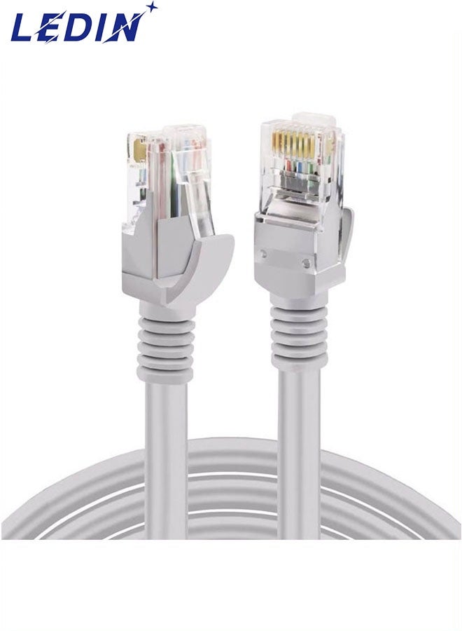 ليدين كابل إيثرنت Cat6 عالي السرعة RJ45 LAN للتوصيل والتوصيل للألعاب، PS4/PS3، Nintendo Switch، Raspberry Pi 4، التلفزيون الذكي، الكمبيوتر، جهاز التوجيه، المودم (رمادي، 25 متر) - Image 1