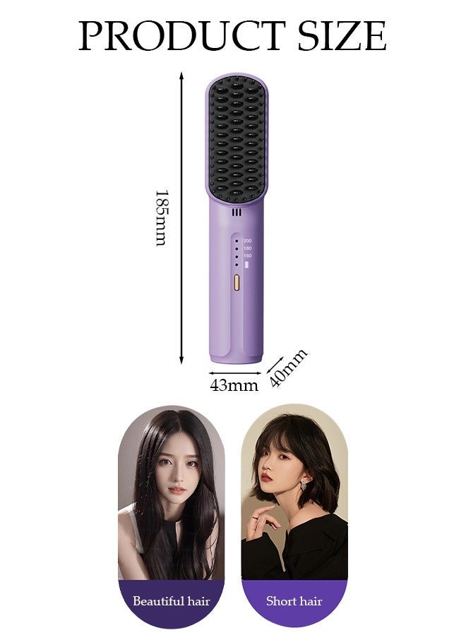 DUNISO Hair Straightener Brush, Hair Straightening Iron with Temperature Indicator Light Built-in Comb, Fast Heating & 3 Temp Settings & Anti-Scald, Perfect for Professional Salon at Home - Image 2