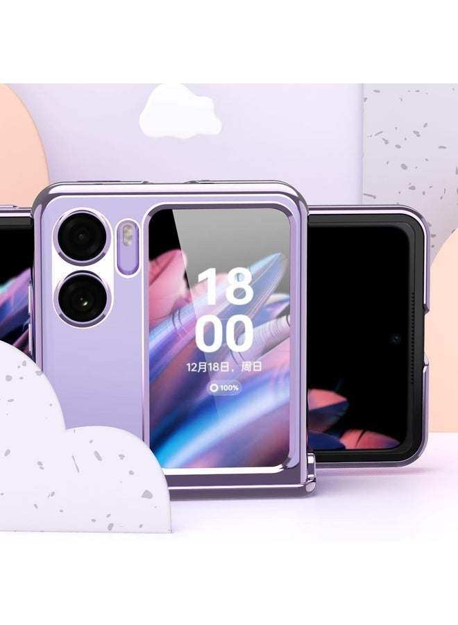 HuHa Case Cover For OPPO Find N2 Flip Electroplating Frame Transparent Phone Case with Ring(Purple) - Image 3