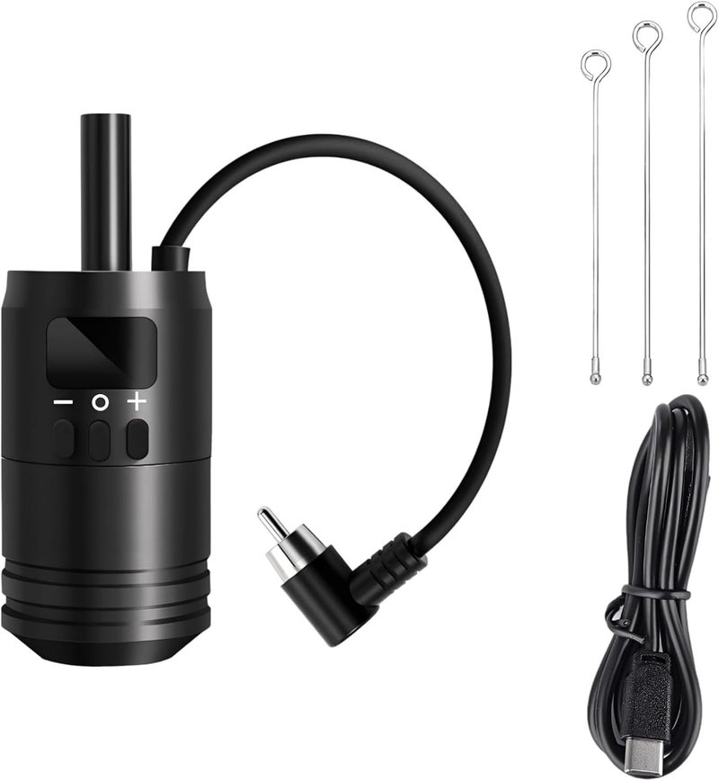2 in 1 Battery Grip Wireless Tattoo Pen Kit with Led Display, 3 Needles Included, Adjustable Voltage Handle for Most Tattoo Machines - Image 2