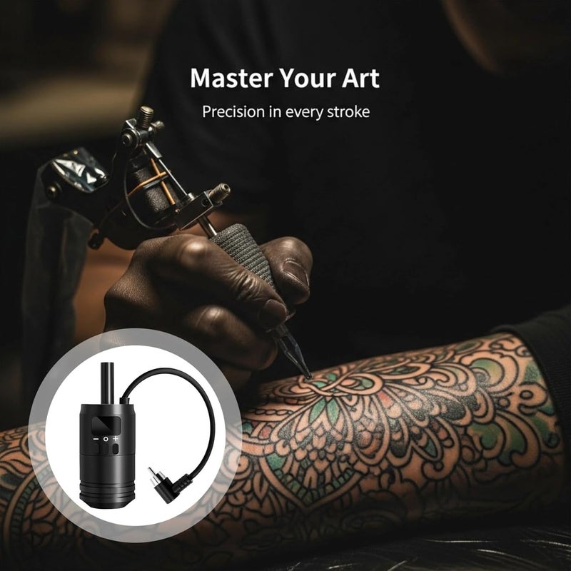2 in 1 Battery Grip Wireless Tattoo Pen Kit with Led Display, 3 Needles Included, Adjustable Voltage Handle for Most Tattoo Machines - Image 5