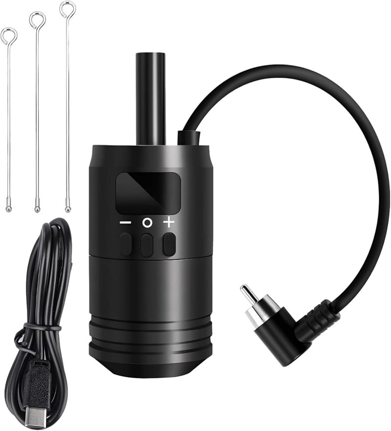 2 in 1 Battery Grip Wireless Tattoo Pen Kit with Led Display, 3 Needles Included, Adjustable Voltage Handle for Most Tattoo Machines - Image 1