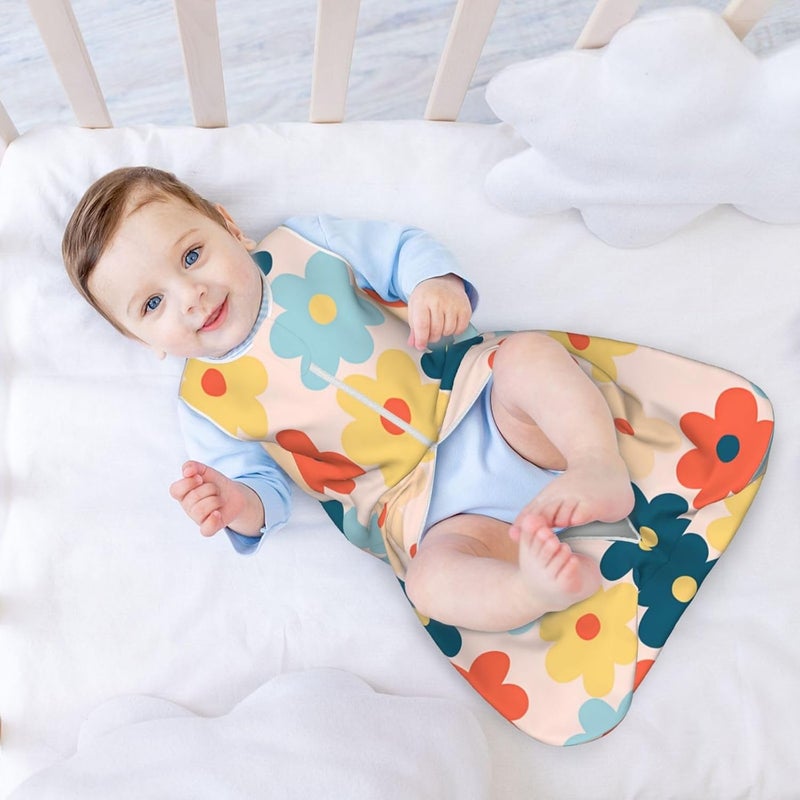 Colorful Retro Hippie Flower Pattern Baby Wearable Blanket Infant Boys Girls Sleeping Bags for Newborn Small - Image 3