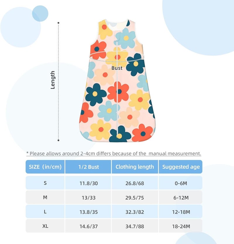 Colorful Retro Hippie Flower Pattern Baby Wearable Blanket Infant Boys Girls Sleeping Bags for Newborn Small - Image 5
