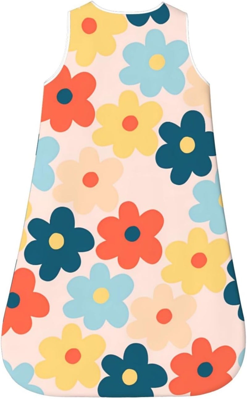 Colorful Retro Hippie Flower Pattern Baby Wearable Blanket Infant Boys Girls Sleeping Bags for Newborn Small - Image 2