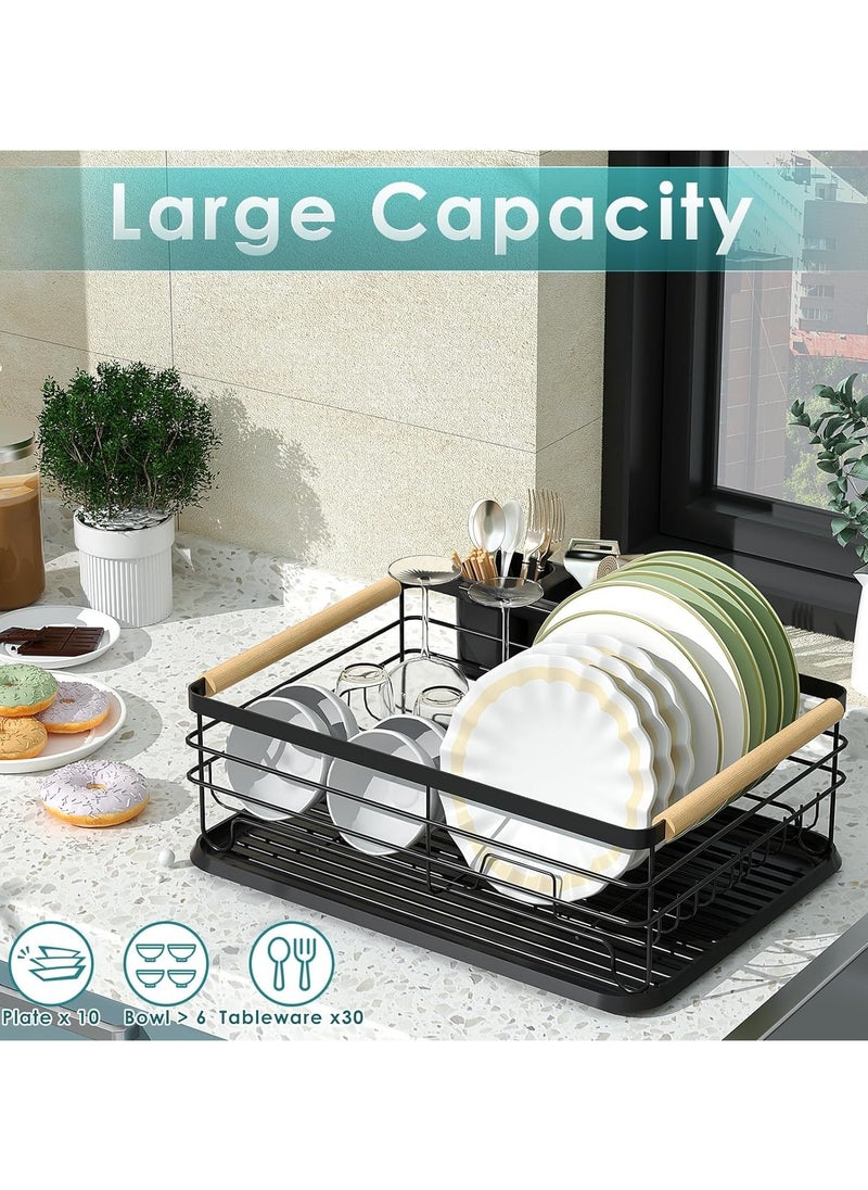 XVersion Dish Drying Rack ,Kitchen Sink Organizer Anti Rush Dish Rack for Bowl,Plates,Utensil,Cutlery and Cup,Shelf Storage Holder for Home and Kitchen 43 x 30.5 x 14 cm (Black)  - Image 3