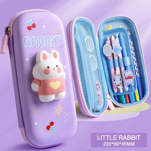 Rahasya Enterprise Ethylene Vinyl Acetate (Eva) Cartoon Theme Pencil Case - 3D Eva Pencil Case Pouch, Multipurpose Zipper For School Kids, Girls, Stationery Storage Box (Rabit Small), Multicolor - Image 2