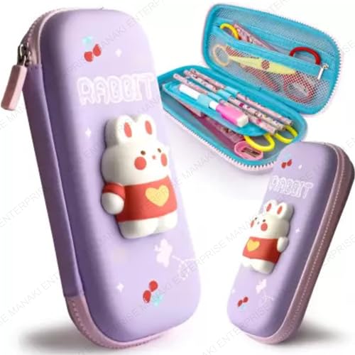 Rahasya Enterprise Ethylene Vinyl Acetate (Eva) Cartoon Theme Pencil Case - 3D Eva Pencil Case Pouch, Multipurpose Zipper For School Kids, Girls, Stationery Storage Box (Rabit Small), Multicolor - Image 5