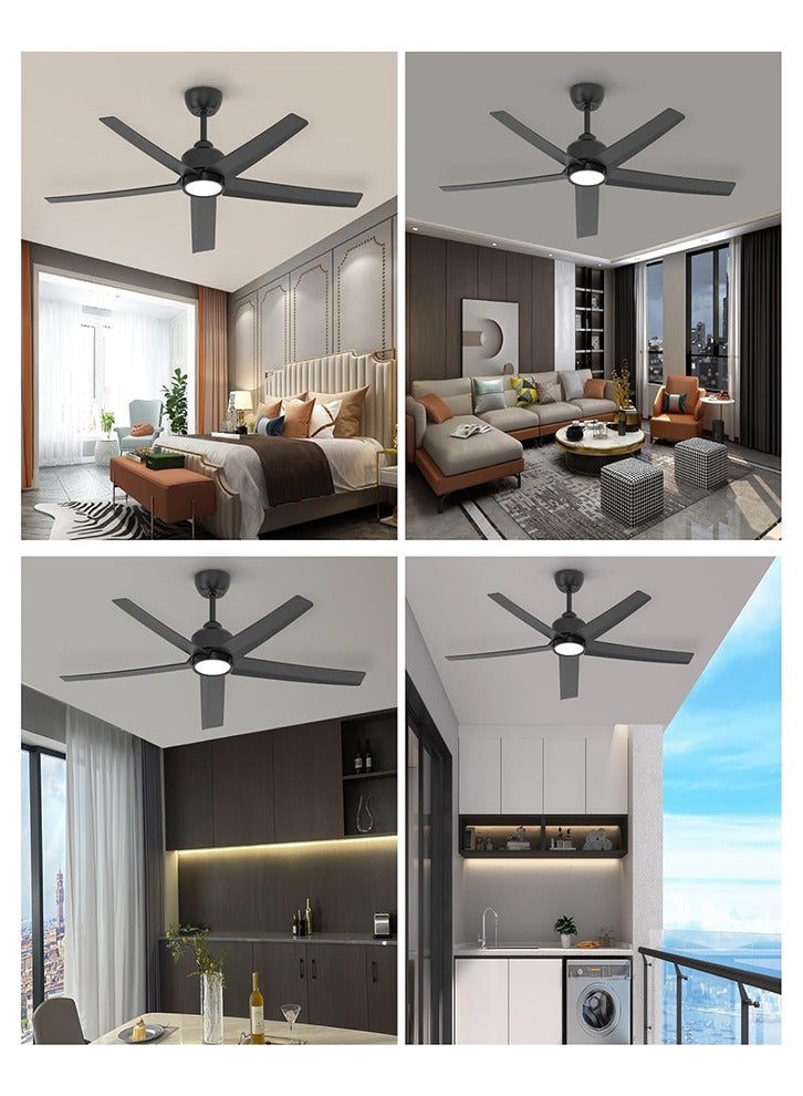 Ceiling Fans With Lights Black Ceiling Fan with Light and Remote Control Quiet 5 Blades Modern Ceiling Fan for Living Room Bedroom Warehouse