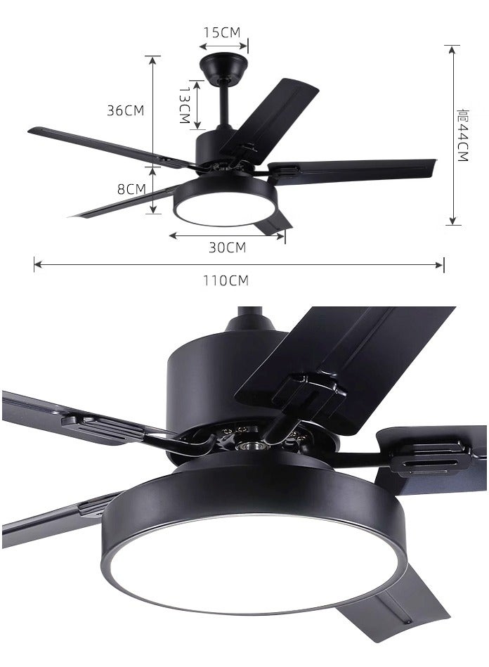 Ceiling Fans With Lights Black Ceiling Fan with Light and Remote Control Quiet 5 Blades Modern Ceiling Fan for Living Room Bedroom Warehouse