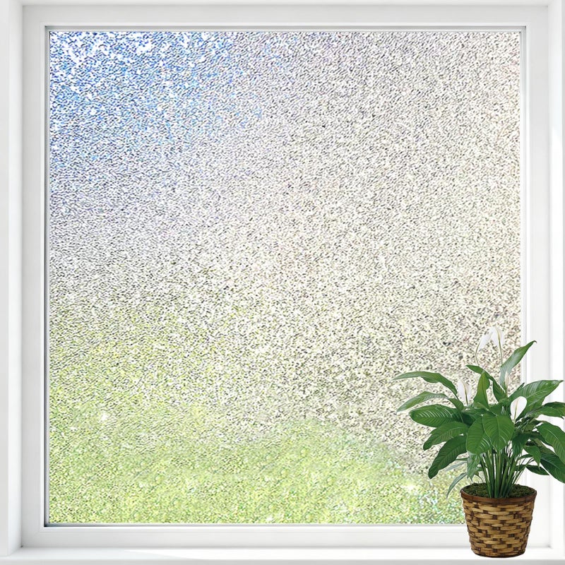 Bectosy Window Privacy Film, Frosted Stained Glass Window Film, Static Cling Non-Adhesive Heat Control UV Blocking Window Clings Sticker Decorative for Bathroom Home Door 17.5" x 78.7" - Image 1