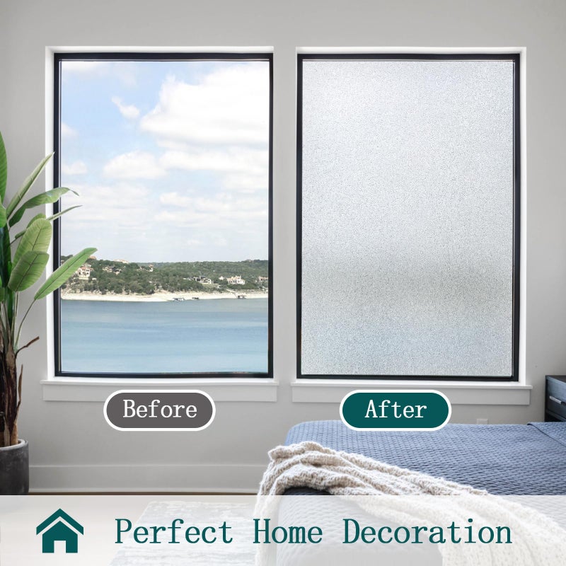 Bectosy Window Privacy Film, Frosted Stained Glass Window Film, Static Cling Non-Adhesive Heat Control UV Blocking Window Clings Sticker Decorative for Bathroom Home Door 17.5" x 78.7" - Image 3