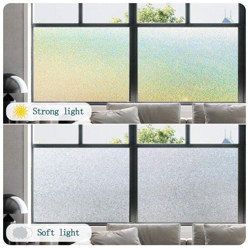 Bectosy Window Privacy Film, Frosted Stained Glass Window Film, Static Cling Non-Adhesive Heat Control UV Blocking Window Clings Sticker Decorative for Bathroom Home Door 17.5" x 78.7" - Image 2
