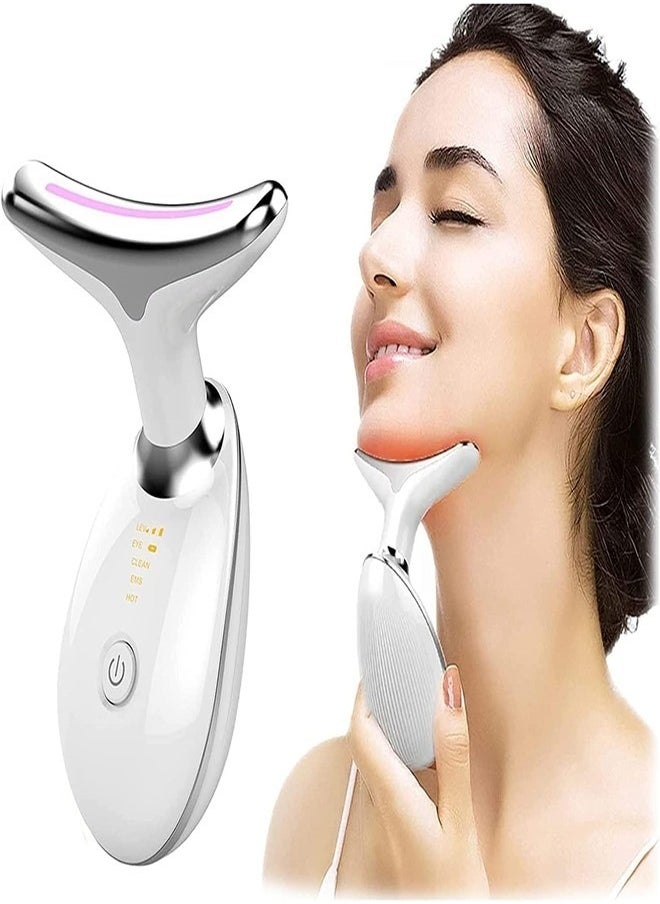 Generic Micro-Glow Portable Handset, Neck Face Firming Wrinkle Removal Tool, Micro glow Handset, Micro Glow Handset, Double Chin Reducer Vibration Massager with 3 Color Modes (White)  - Image 1