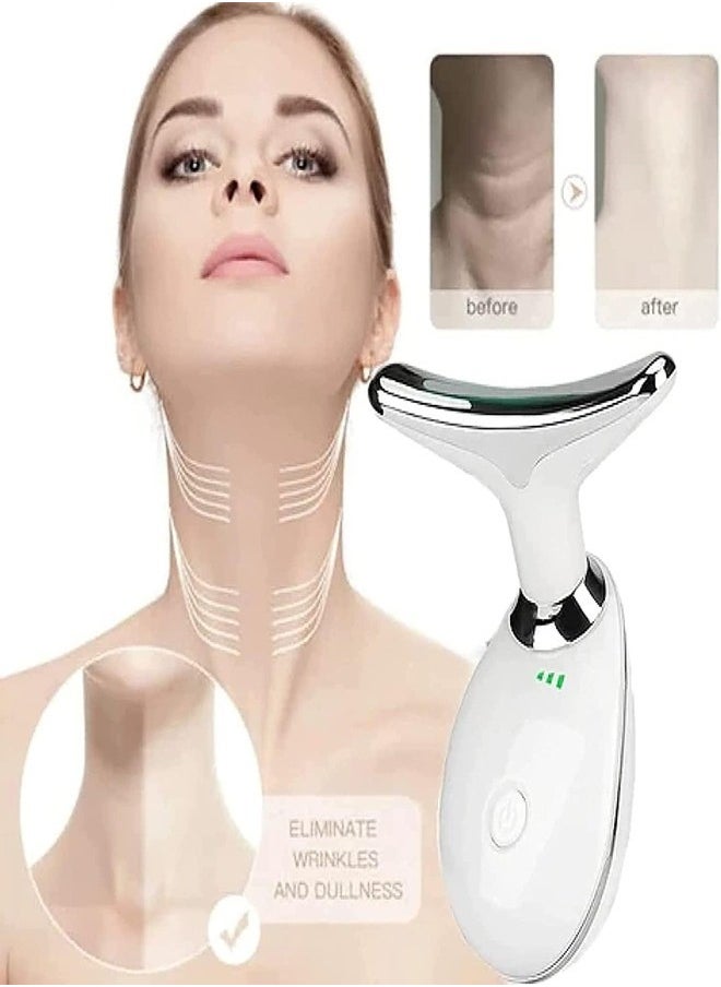 Generic Micro-Glow Portable Handset, Neck Face Firming Wrinkle Removal Tool, Micro glow Handset, Micro Glow Handset, Double Chin Reducer Vibration Massager with 3 Color Modes (White)  - Image 2