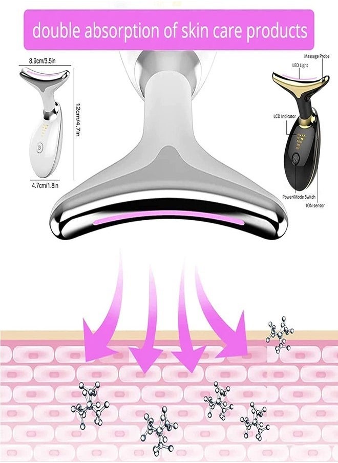 Generic Micro-Glow Portable Handset, Neck Face Firming Wrinkle Removal Tool, Micro glow Handset, Micro Glow Handset, Double Chin Reducer Vibration Massager with 3 Color Modes (White)  - Image 3