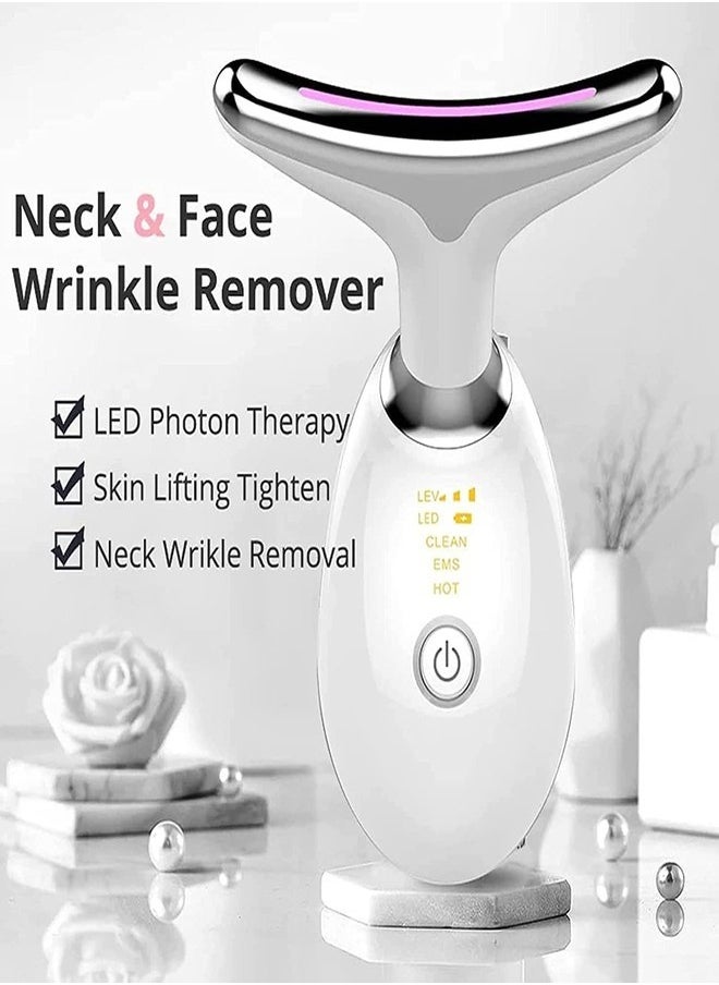 Generic Micro-Glow Portable Handset, Neck Face Firming Wrinkle Removal Tool, Micro glow Handset, Micro Glow Handset, Double Chin Reducer Vibration Massager with 3 Color Modes (White)  - Image 4