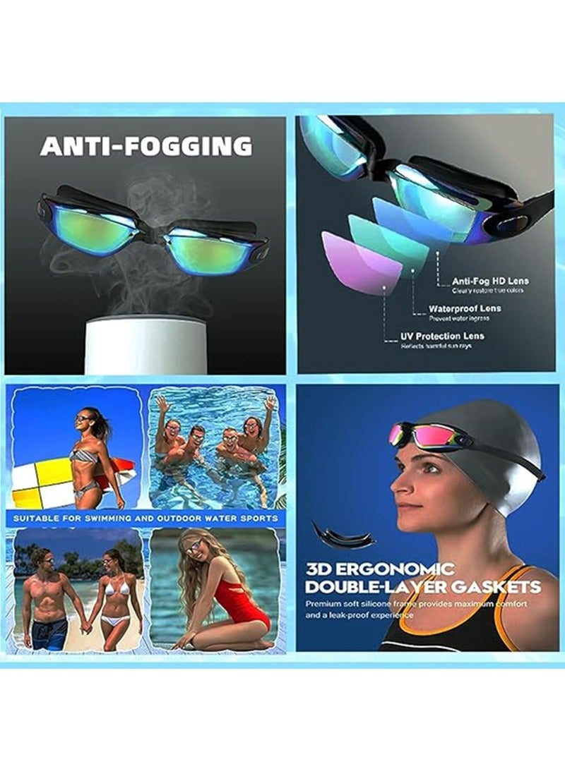 TAPIT Electroplated Silicone Swimming Goggles for Men, Adults & Teenagers with Nose Clip and Ear Plugs, Clear Vision 180° Panoramic View Polarized Anti Fog Coating UV Protection Leak-proof Swimming Eyewear (Pink) - Image 5