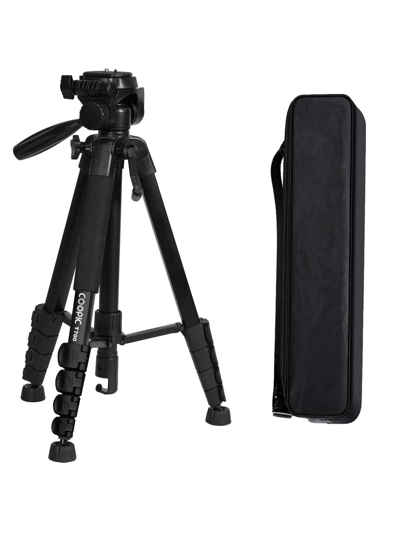 Coopic T700 Light weight Portable Aluminum Camera Tripod Maximum Height 170cm Compatible with Canon Nikon Sony DSLR Camera with Carrying Bag