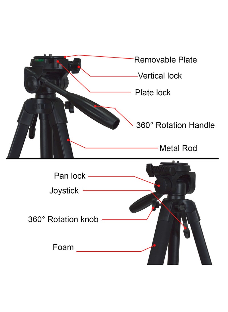 Coopic T700 Light weight Portable Aluminum Camera Tripod Maximum Height 170cm Compatible with Canon Nikon Sony DSLR Camera with Carrying Bag  - Image 3