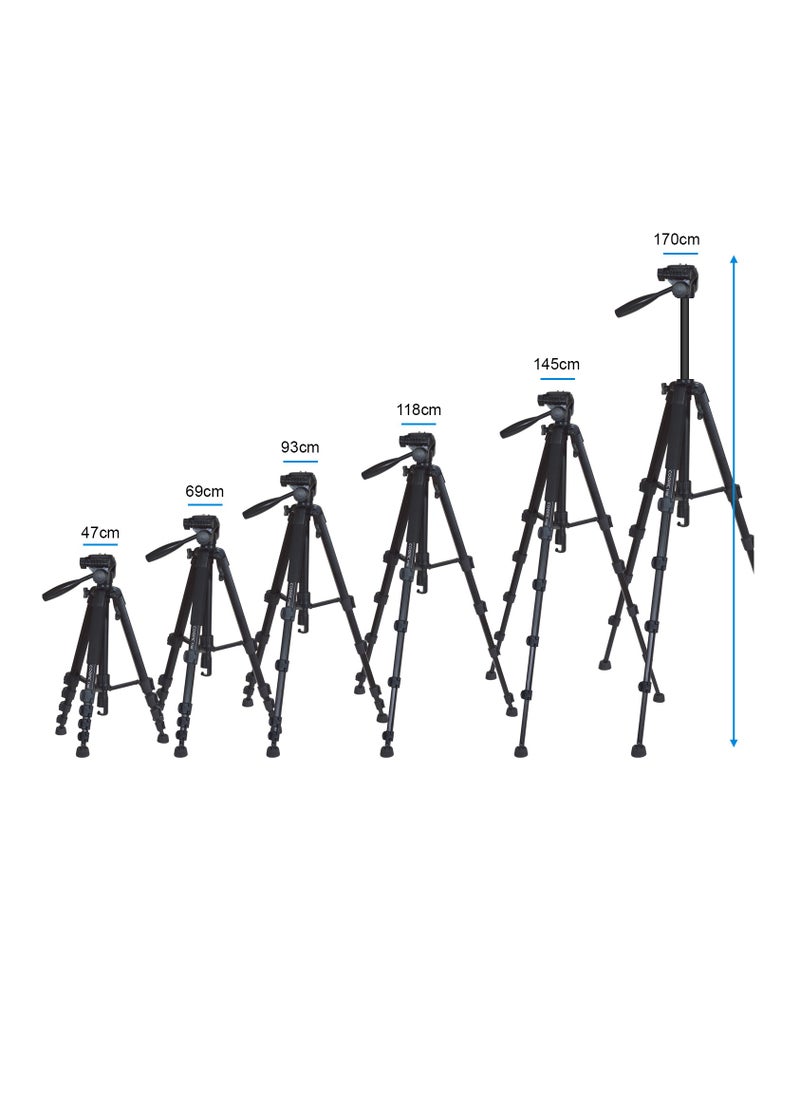 Coopic T700 Light weight Portable Aluminum Camera Tripod Maximum Height 170cm Compatible with Canon Nikon Sony DSLR Camera with Carrying Bag  - Image 2