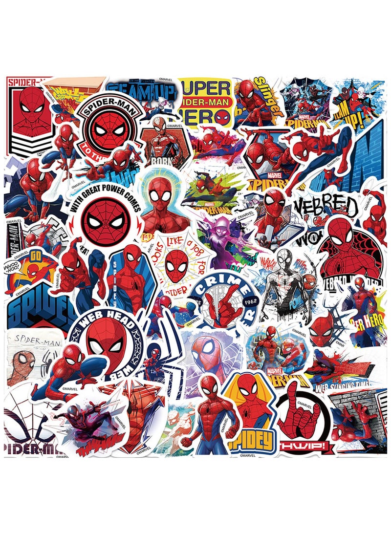 SYOSI 50Pcs Spiderman Stickers, Waterproof Vinyl Anime Kids Stickers, Graffiti Aesthetic Stickers Decals, for Skateboard Laptop Phone Luggage Motorcycle Bicycle Fridge, Water Bottle Helmet Kids Teens Gift - Image 1