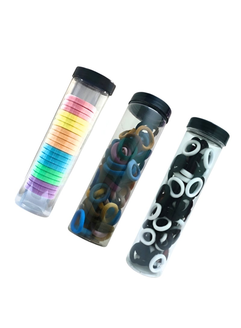 Set of about 180 Pcs Elastic Hair Bands Set: Bulk Small, Medium & Large Ponytail Holders. - Image 1