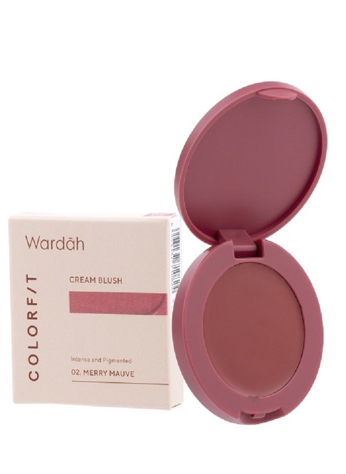 Wardah - Colorfit Cream Blush 02 MERRY MAUVE, 3g - Image 1