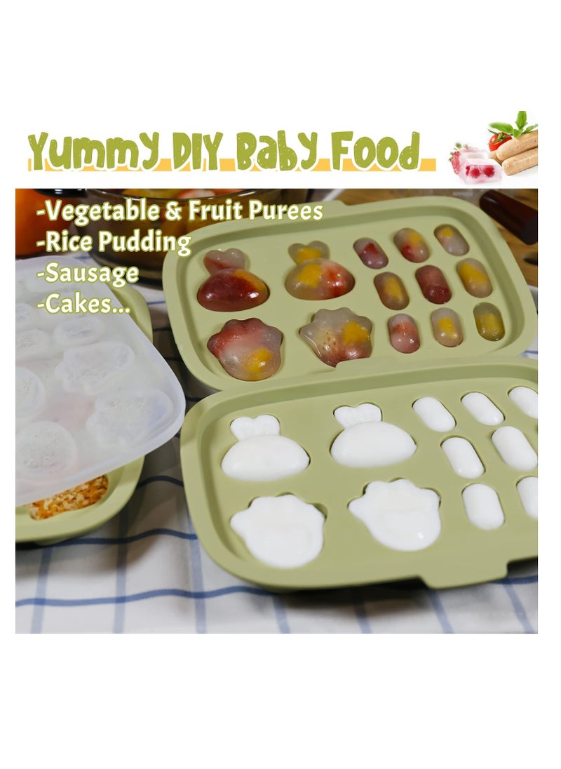 Generic Baby Food Freezer Tray Set, Silicone Storage Containers for Homemade Baby Food, Breastmilk Popsicle Molds, Teething Ice Cube Trays with Lid for Purees & Snacks, Freezer Safe Vegetable,Fruit Storage  - Image 3