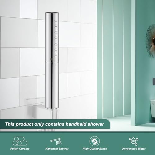 Heyalan Handheld Shower Handheld Shower Spray Bathroom Shower Wand High Pressure Luxury Hand Shower High Flow Hand Shower Head,Dual Function Style,Polished Chrome - Image 5