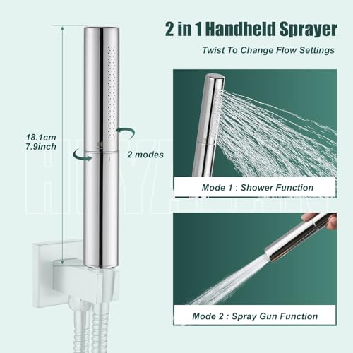 Heyalan Handheld Shower Handheld Shower Spray Bathroom Shower Wand High Pressure Luxury Hand Shower High Flow Hand Shower Head,Dual Function Style,Polished Chrome - Image 4