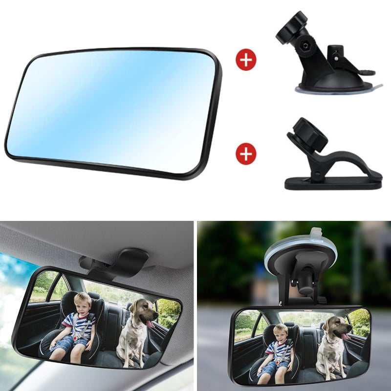 CERITORN Universal Car Interior Rearview Baby Mirror Wide Angle Convex Mirror Clip-on & Suction Cup mirrors for Viewing Rear Passengersï¼ˆ5.11' X 2.56'ï¼‰ - Image 2