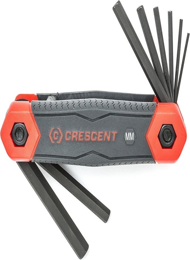 Crescent 8 Piece Folding Metric Hex Dual Material Key Set - CHKFM8 , Black - Image 1