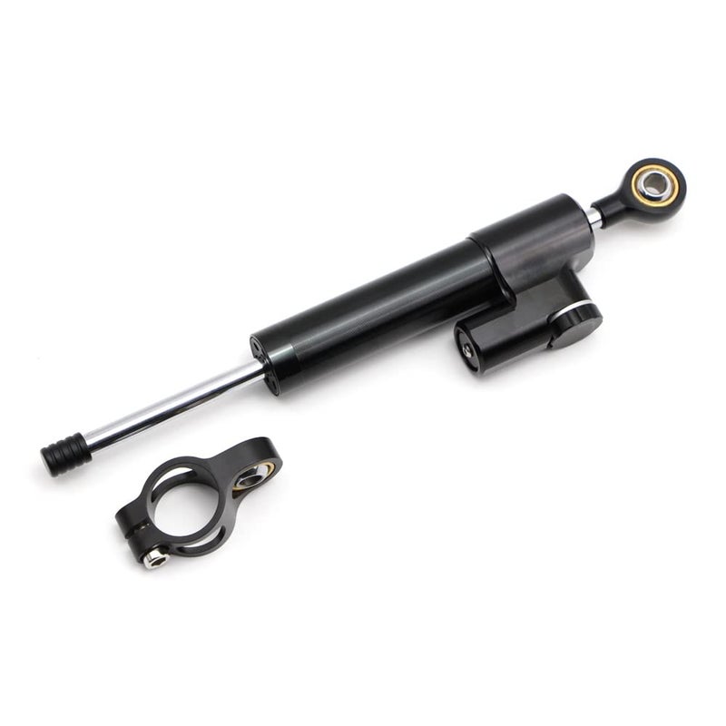 Dreamseek Motorcycle Steering Damper Adjustable Stabilizer Universal for Harley Honda Yamaha Kawasaki Suzuki Aprilla KTM BMW Ducati Scrambler Linear Reversed Safety Control CNC Aluminum Black