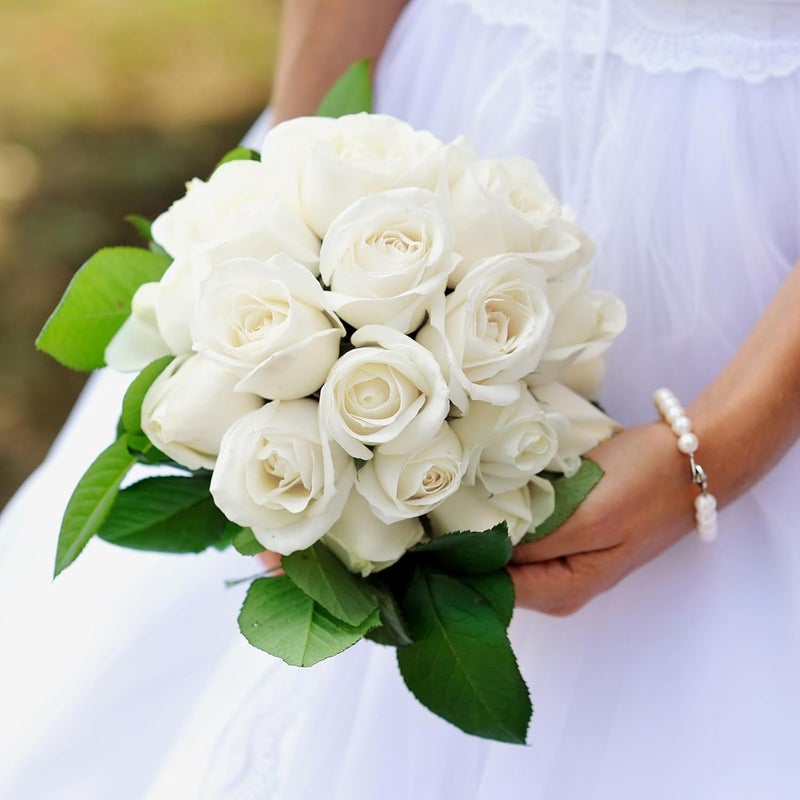 PacuM Artificial Roses, Pack of 12, Artificial Flowers, Silk Flowers, Roses 51 x 7 cm, Artificial Flowers, Realistic Single Stem Flowers for Wedding Party, Valentine's Day, Home Decoration (White) - Image 5