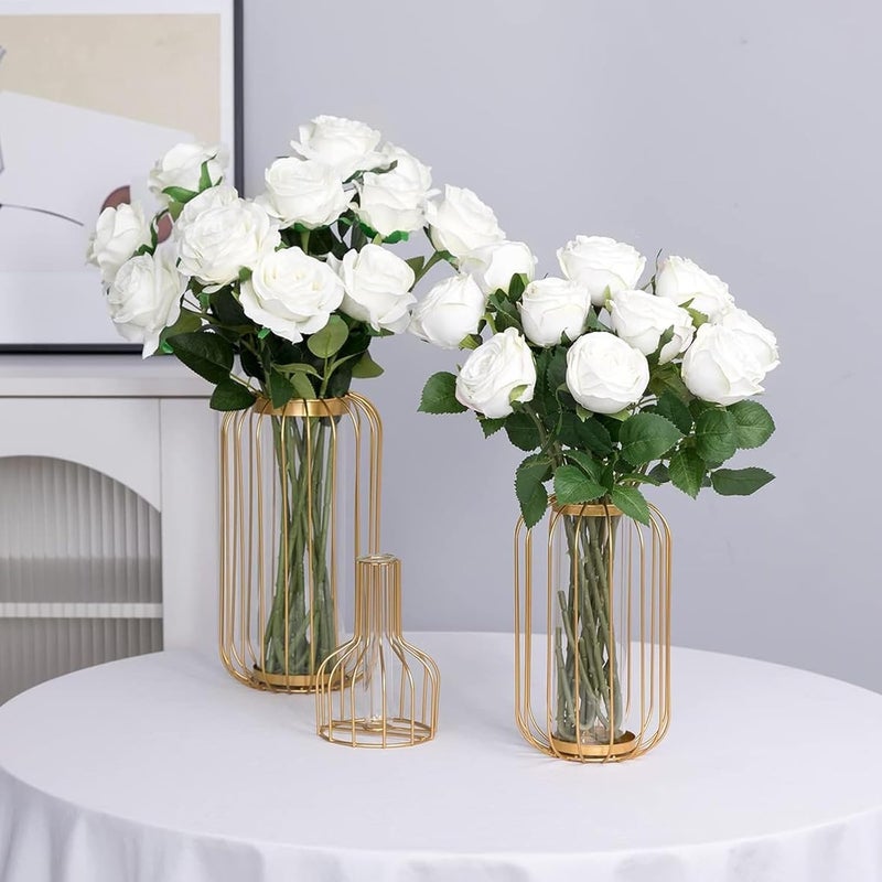 PacuM Artificial Roses, Pack of 12, Artificial Flowers, Silk Flowers, Roses 51 x 7 cm, Artificial Flowers, Realistic Single Stem Flowers for Wedding Party, Valentine's Day, Home Decoration (White) - Image 4