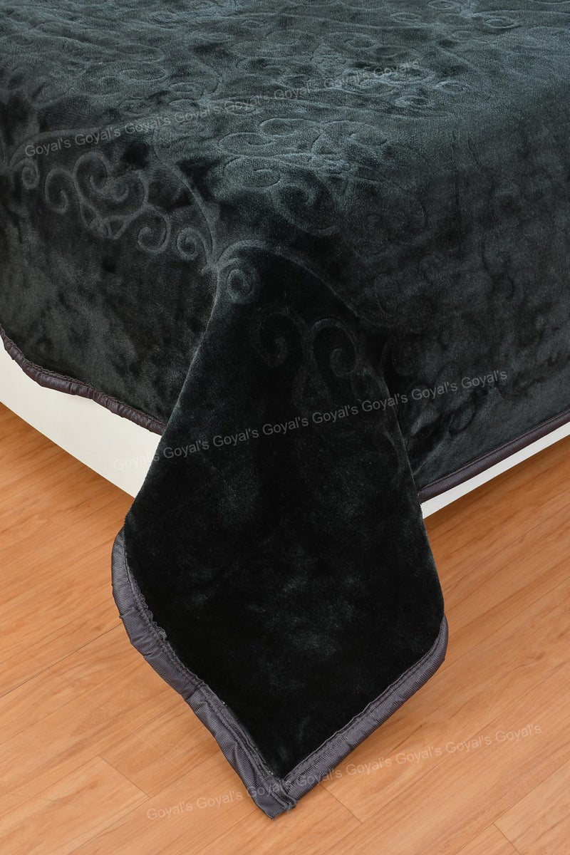 Goyal's 500 TC Mink Blanket Double Bed | Super Soft Heavy Warm Blanket | Floral Embossed Design | 87 x 85 Inches, Pack of 1, Breathable - Grey - Image 4